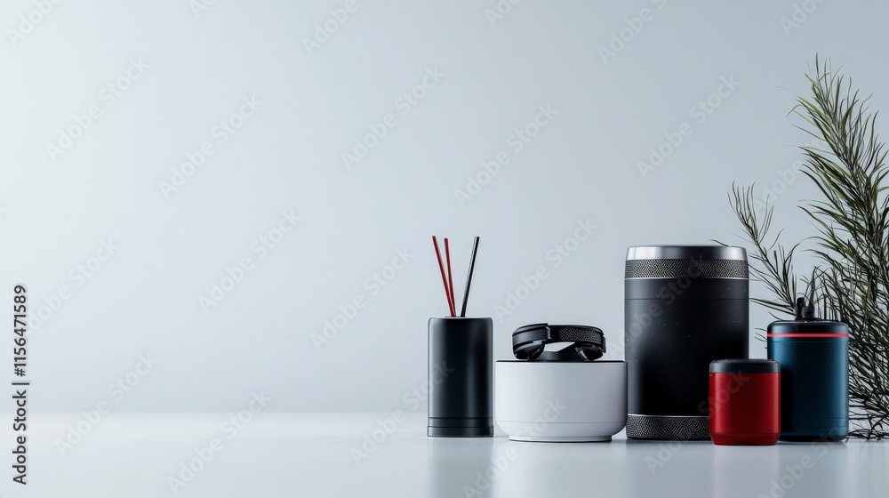 Aufkleber A minimalist display of ai-driven customer service tools in a modern office space focused on efficiency and design