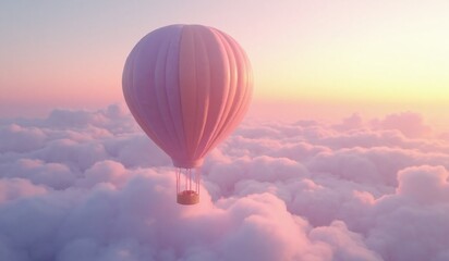 Fototapeta premium Colourful hot Air Balloons flying above the cloud at evening. AI generated.