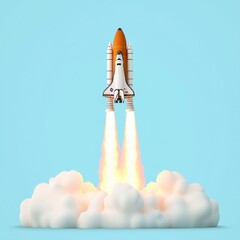 Obraz premium Space Shuttle Launch Dramatic Ascent New Beginnings Innovation Technology