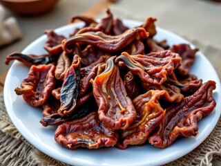 Delicious Spicy Dried Food Asian Cuisine Snack Closeup