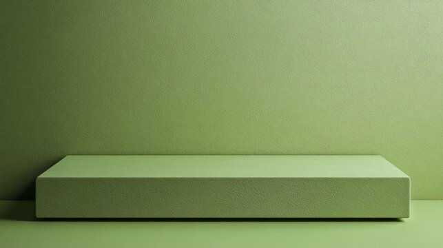 Flat green podium with sharp corners, positioned on a solid lime green background 