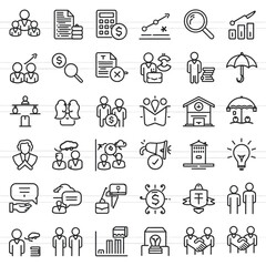 Business line icon set vector