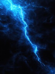 Blue Lightning Across Black Sky