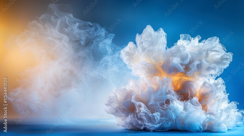 Aufkleber Fluffy cotton clouds create dreamy atmosphere in soft textured art studio setting surreal concept