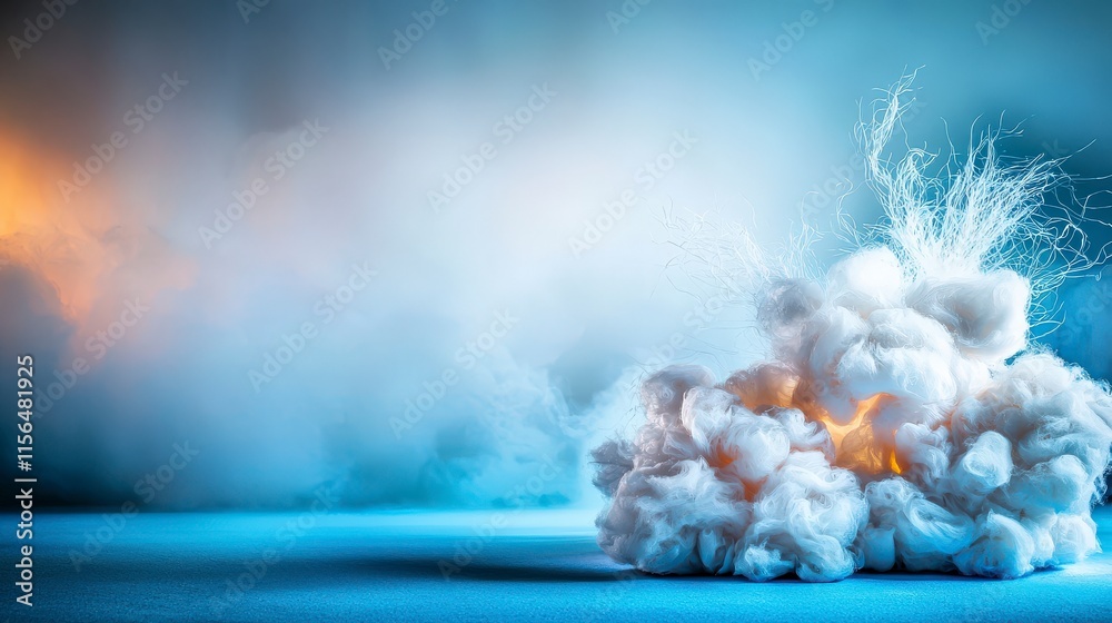 Aufkleber fluffy cotton clouds wreathed in colorful smoke studio setting abstract art ethereal atmosphere crea