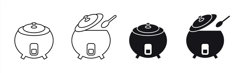 rice cooker icon set. vector illustration