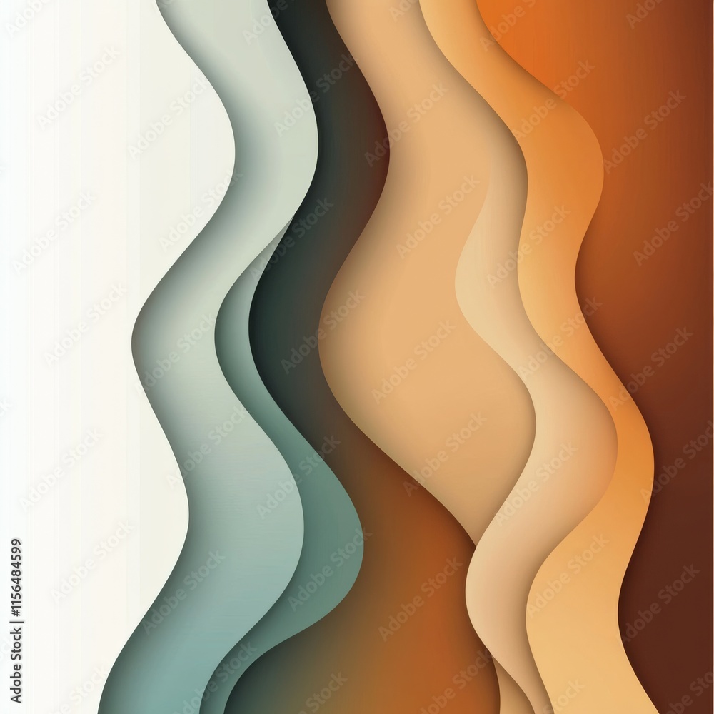 Fototapete wavy shape layer with radial earthtone color gradient. abstract background design template. brown, o