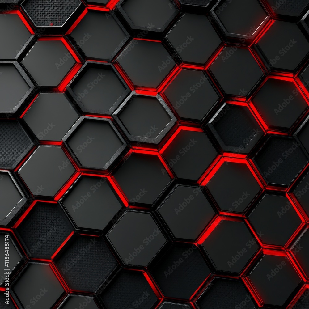 Poster luxurious dark background with carbon fiber hexagon texture. modern background with metal lines. abs
