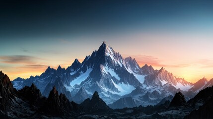Obraz premium Stunning pixel art mountain range at dusk digital artwork nature scene majestic peaks serene landscape imaginative creation