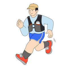 Smiling young man running