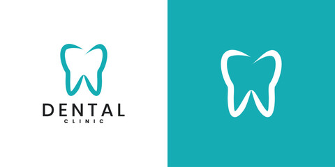 Simple linear style dental logo design template