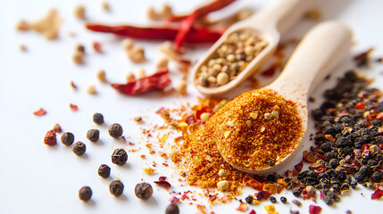 Seasonings and spices on a white background. high resolution AI Generative image