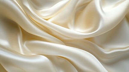 Obraz premium Creamy Beige Silk Draped Fabric Showing Soft Folds
