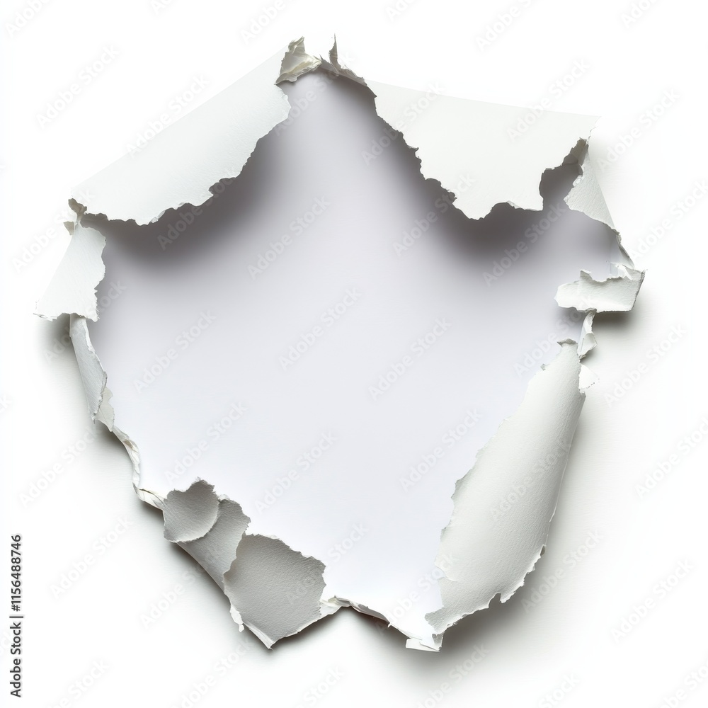 Poster torn paper roll. white rip page edge with hole. realistic reveal sheet effect set for sale template.