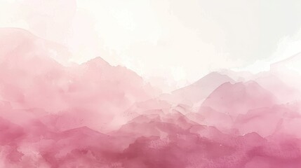Fototapeta premium A soft, watercolor landscape featuring gentle pink hues and misty mountains.