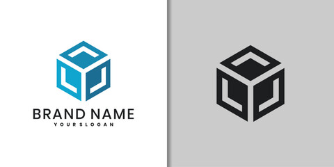 Fototapeta premium geometric cube logo vector design