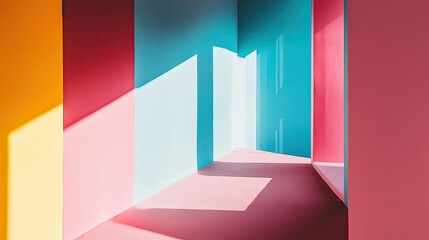 Colorful Walls and Shadows Create Abstract Interior Design