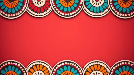 Festive Red Background with Colorful Mandala Ornament Border