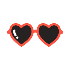 Heart shape sunglasses. Holiday, summertime, vacation, relax, travel, outdoor, accessory concepts. Flat decorative vector design isolated illustration.