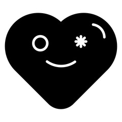 Heart symbol with a cheerful smile, featuring bright tones and positive expression.