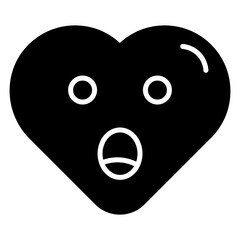 Naklejka premium Heart symbol with a surprised expression, featuring wide eyes and dynamic details.