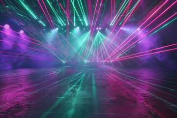 Spotlights shine on the stage floor