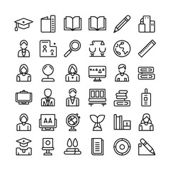 Education line icon vector set