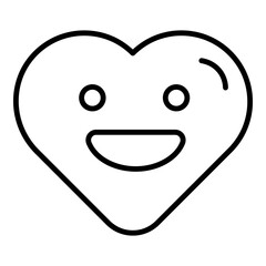 Heart symbol with a wide laugh, featuring a joyful expression and an open mouth.