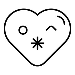 Heart symbol with a kiss gesture, featuring puckered lips and a romantic expression.