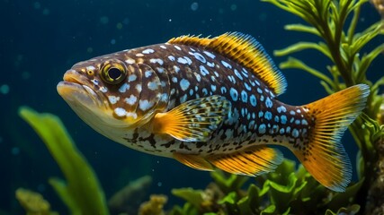 Fototapeta premium Aquatic Grace: Galaxias Fontanus in Harmony with Underwater Flora