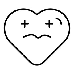 Obraz premium Heart symbol with a pained expression, featuring a distressed look and subtle details of discomfort.