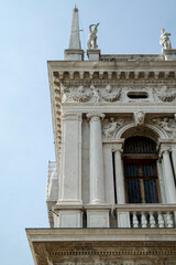 The end of the facade of a historical building in Italy