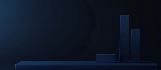 Obraz premium Bar Chart on Dark Blue Background Illustrating Economic Growth with Positive Trends and Copyspace for Custom Text or Data Insights