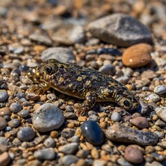 Obraz premium Invisible Among Stones: Galaxias Fontanus Perfectly Camouflaged in the Riverbed