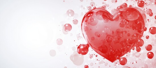 Heart shaped bubble banner with various red bubbles and ample empty space for adding customizable text content