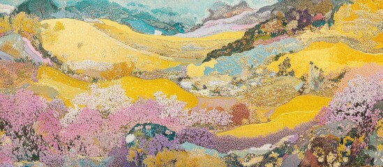 Aerial view of vibrant autumn rice terraces with golden fields showcasing stunning mountainous landscapes and terraced gardens in harmony