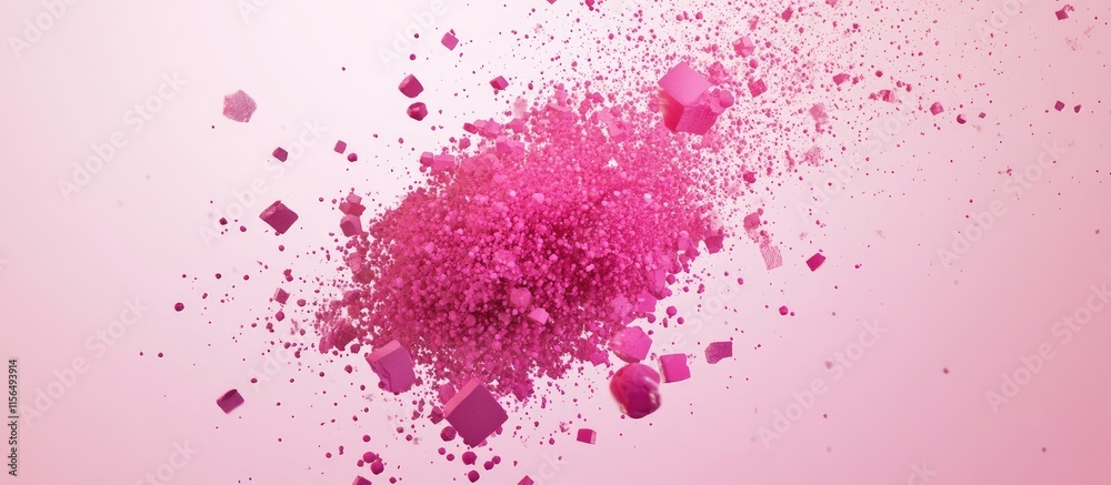 Poster abstract pink explosion of particles emanating from center artistic backdrop with molecular design e