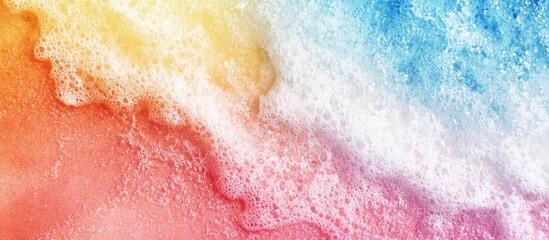 Fototapeta premium Vivid abstract close-up of a sandy beach with colorful watercolor effects and empty space for text ideal for summer or vacation themes