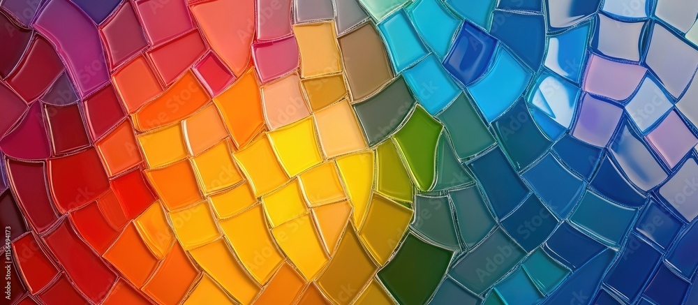 Poster vibrant abstract digital mosaic pattern background with colorful tiles and ample empty space for tex