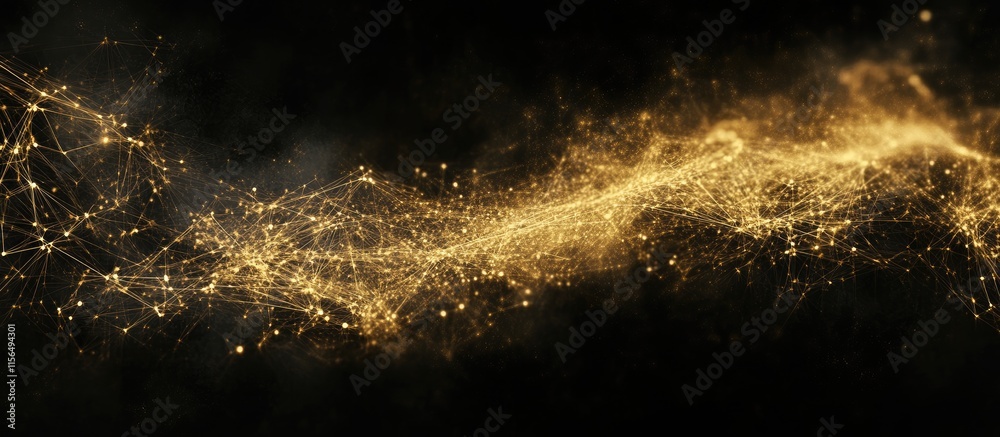 Poster abstract glowing digital background with luminous lines and nodes featuring a blank area for text in