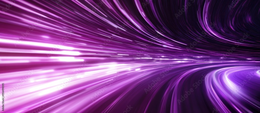 Poster Digital abstract background with flowing purple lines representing data connectivity and technology themes featuring empty space for text.