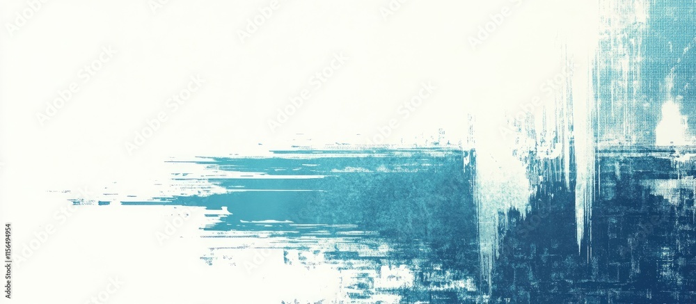 Poster abstract digital glitch texture with cool tones and blank area for customizable text or graphics in 
