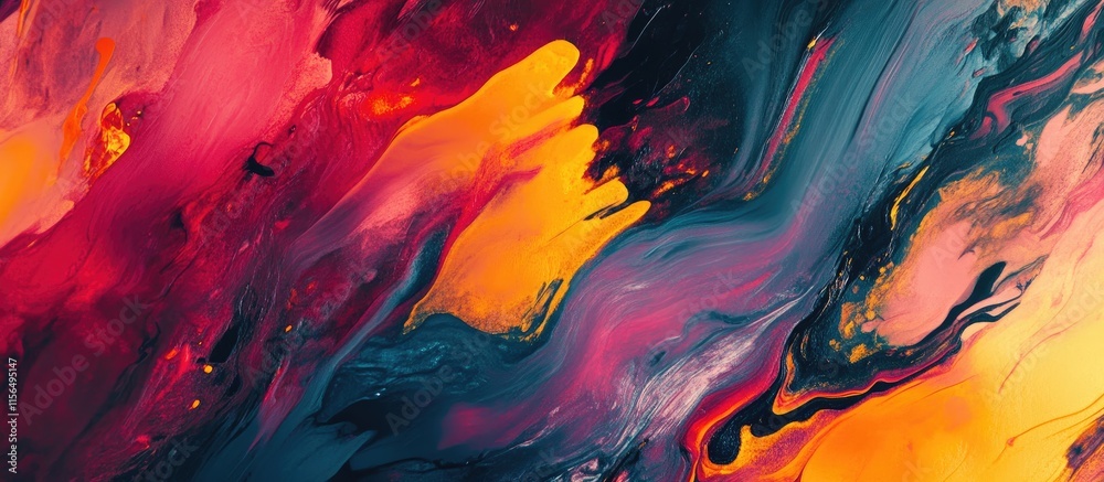 Poster vibrant abstract background with dynamic swirls of color and space for text insertions in modern des