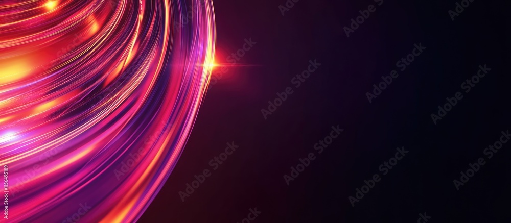 Poster futuristic abstract digital background with colorful light trails and space for text in modern tech 