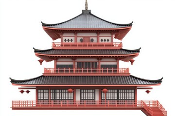 traditional japanese palace on white background