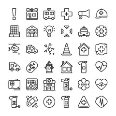 Emergency line icon set vector