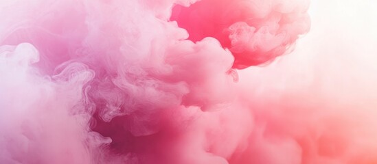 Fototapeta premium Abstract pink smoke banner with soft gradients suitable for branding or promotional text space in horizontal layout.