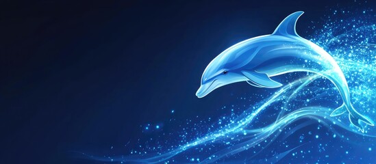 Abstract Dolphin Illustration on Dark Background with Space for Text and Creative Design Elements