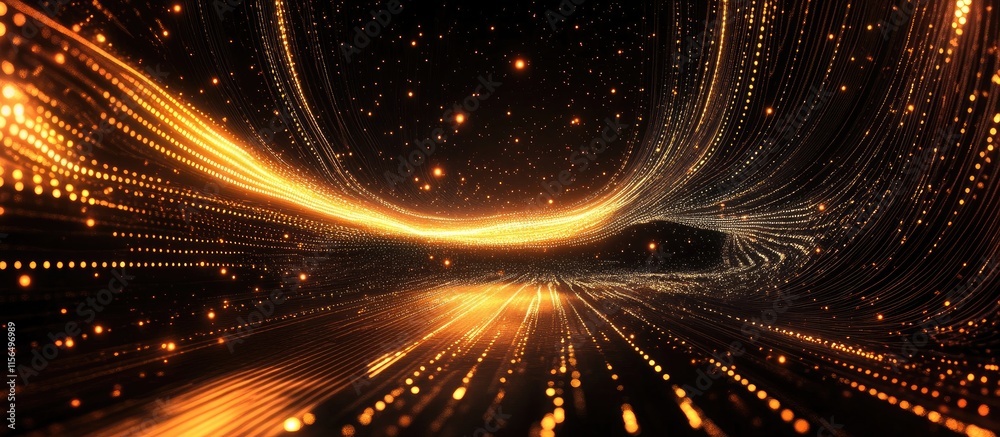 Poster abstract technology background with distorted circuit patterns and copyspace for text in dynamic flo