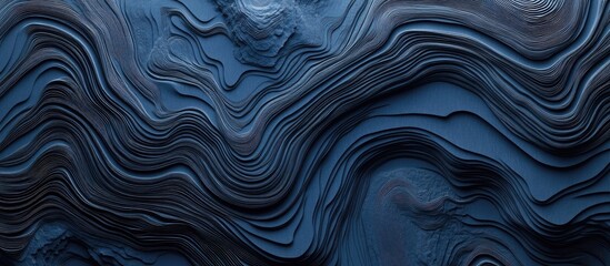 Textured navy blue abstract wall background with topographic design suitable for residential interiors and empty text space for customization